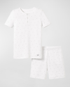 Petite Plume Kid's Pima Cotton Snug Fit Pajama Short Set In Grey Stars