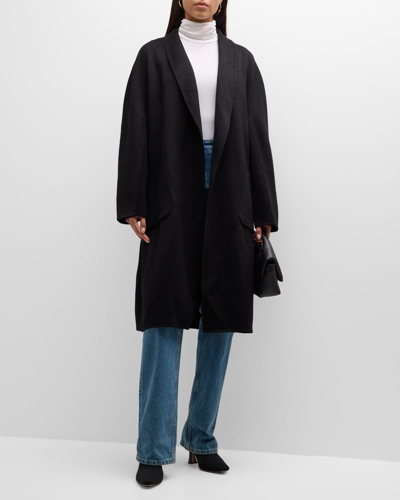Lamarque Thara Shawl-collar Wool-blend Coat In Black