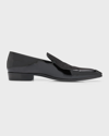 SAINT LAURENT MEN'S GABRIEL PATENT LEATHER AND SATIN LOAFERS