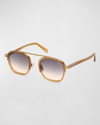 Zegna Men's Orizzonte I Geometric Acetate And Metal Sunglasses In Transparent Amber Gradient