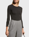 Majestic Crewneck Long Sleeve Tee In Anthracite