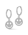 Glaze Jewelry Rhodium Plated Smiley Face Huggie Earrings