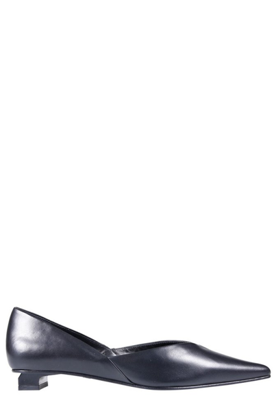 Ami Alexandre Mattiussi Pointed Flat Leather Pumps In Black