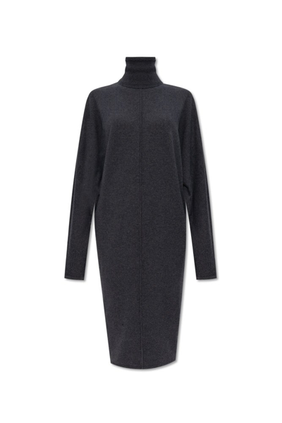 Saint Laurent Wool Sweater Midi Dress In Black