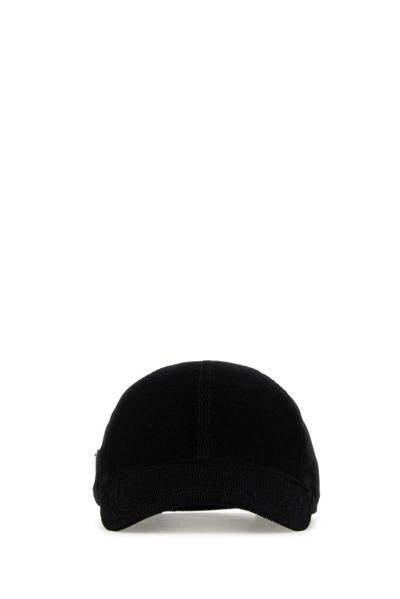 PRADA PRADA LOGO PLAQUE CORDUROY BASEBALL CAP