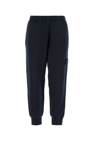 Stone Island Logo Patch Track Pants In Blue