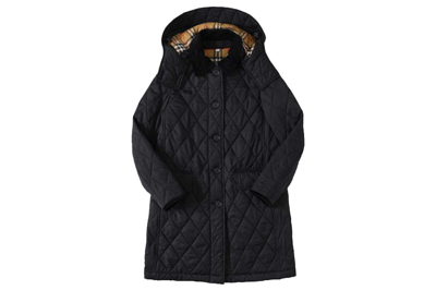 Pre-owned Burberry Detachable Hood Diamond Quilted Coat Black