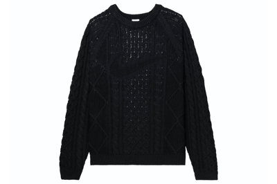 Pre-owned Nike Cable Knit L/s Sweater (us Sizing) Black