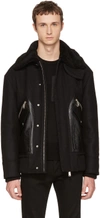 Dsquared2 Wool Felt Jacket W/ Leather Pockets