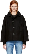 DSQUARED2 Black Wool Short Coat