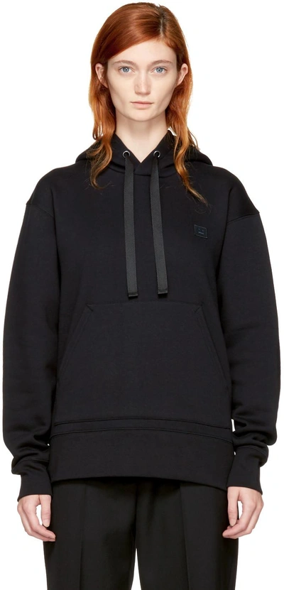 Acne Studios Farrin Face Oversize Unisex Hoodie In Black