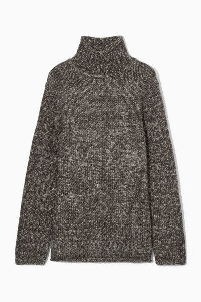 Cos Mouliné Wool Turtleneck Jumper In Brown