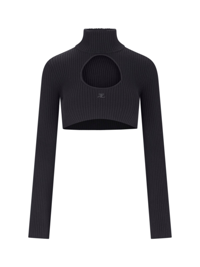 Courrèges Cut Out Detail Top In Black  