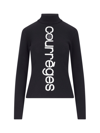 Courrèges Logo Intarsia Knit Viscose Blend Sweater In Black  