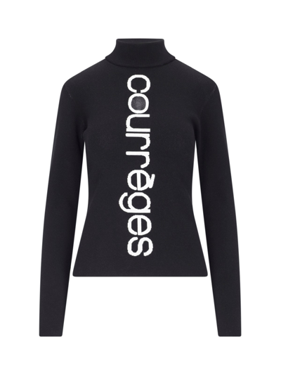 Courrèges Logo Sweater In Black/heritage White