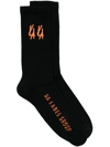 44 Label Group Intarsia-knit Logo Socks In Black  