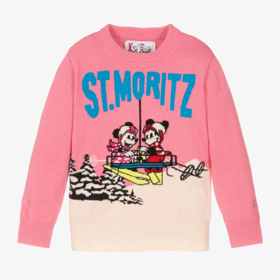Mc2 Saint Barth Babies'  Girls Pink Wool Disney Sweater