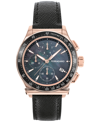 Ferragamo 1927 Chrono Leather Watch In Black