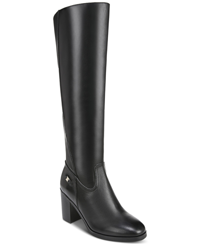 Giani Bernini Women's Odettee Memory Foam Block Heel Knee High Riding Boots, Created For Macy's In Black Leather