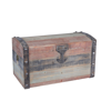 HOUSEHOLD ESSENTIALS SMALL WEATHERED WOODEN STORAGE TRUNK
