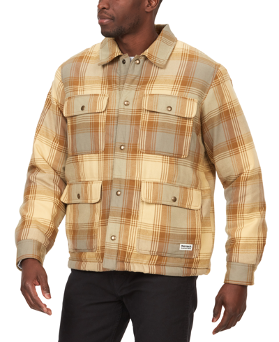 Marmot Men's Ridgefield Plaid Fleece-lined Flannel Shirt Jacket In Light Oak