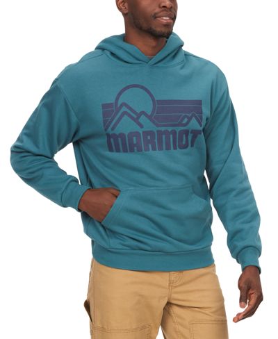 Marmot Men's Coastal Logo-print Fleece Hoodie In Moon River