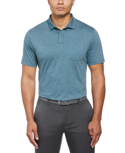 Pga Tour Men's Eco Fine Line Short-sleeve Golf Polo Shirt In Mallard Blue