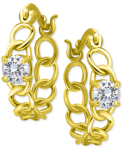 Giani Bernini Cubic Zirconia Chain Link Small Hoop Earrings, 0.625", Created For Macy's In Gold