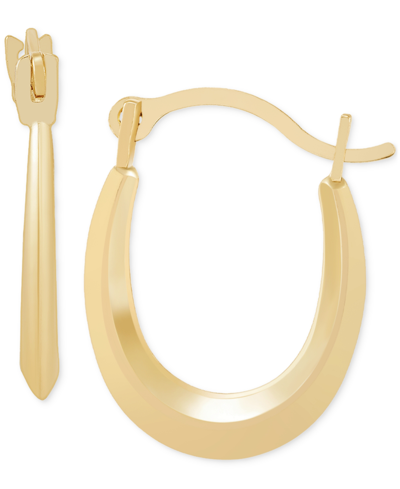 Macy's Polished Tapered Oval Small Hoop Earrings In 10k Gold In Yellow Gold