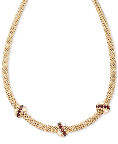 Macy's Garnet Crisscross Popcorn 18" Collar Necklace (3/8 Ct. T.w.) In 14k Gold-plated Sterling Silver