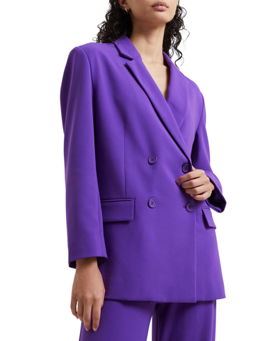 French Connection Women's Whisper Notched Collar Double-breasted Blazer In Cobalt Violet