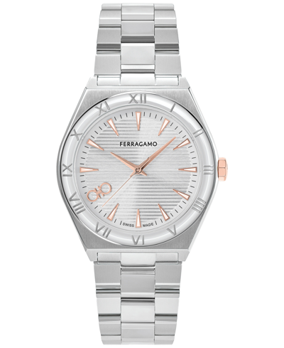 Ferragamo Salvatore  Men's Vega Upper East Swiss Silver-tone Stainless Steel Bracelet Watch 40mm