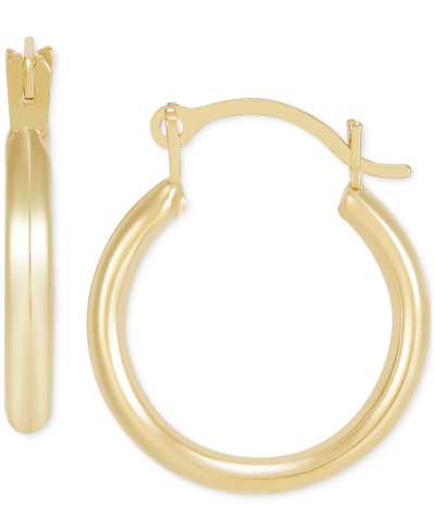 Macy's Polished Tube Extra Small Hoop Earrings (12mm) In 10k Gold In Yellow Gold