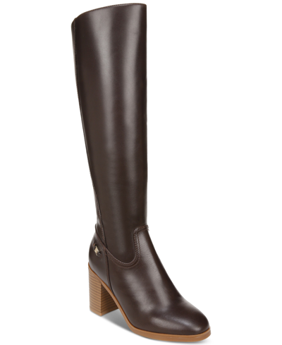 Giani Bernini Women's Odettee Memory Foam Block Heel Knee High Riding Boots, Created For Macy's In Brown Leather