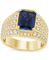 MACY'S MEN'S LAB CREATED BLUE SAPPHIRE (6-1/4 CT. T.W.) & LAB-CREATED DIAMOND (1-1/4 CT. T.W.) RING IN 10K 