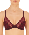 Natori Embellished Embroidered Lace Underwire Bra In Vino,crushed Velvet