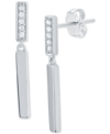 Macy's Diamond Bar Drop Earrings (1/10 Ct. T.w.) In Sterling Silver In Sterling Silver