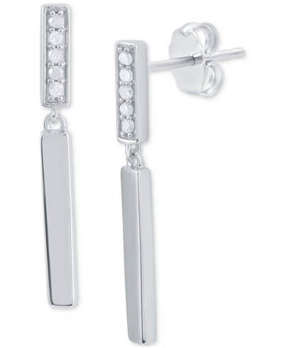 Macy's Diamond Bar Drop Earrings (1/10 Ct. T.w.) In Sterling Silver