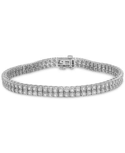 Macy's Diamond Double Row Tennis Bracelet (1 Ct. T.w.) In Sterling Silver, 8-1/2"