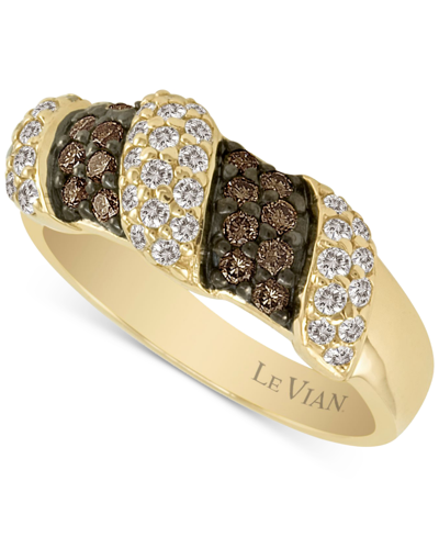 Le Vian Chocolate Diamond & Nude Diamond Diagonal Cluster Ring (3/4 Ct. T.w.) In 14k Gold In K Honey Gold Ring