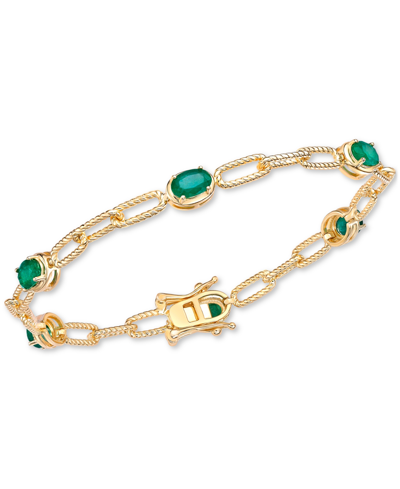 Macy's Emerald Rope Link Bracelet (3 Ct. T.w.) In Gold-plated Sterling Silver (also In Ruby & Sapphire)