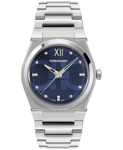 Ferragamo Men's Vega Capsule Diamond & Stainless Steel Bracelet Watch/40mm In Steel/blue