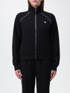 Tory Burch Bonded Crepe Zip-up Track Jacket In Black