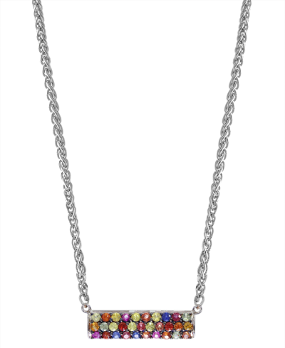 Effy Collection Effy Sapphire Bar 16" Pendant Necklace (9/10 Ct. T.w.) In Sterling Silver In Multicolor Sapphire