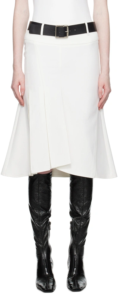 Fax Copy Express White Fishtail Midi Skirt