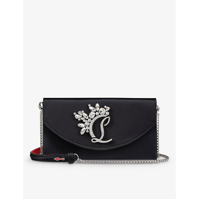 Christian Louboutin Loubi54 Satin Clutch Bag In Black