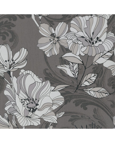 Brewster A-street Prints Selene Silver Mucha Floral Wallpaper In Multi