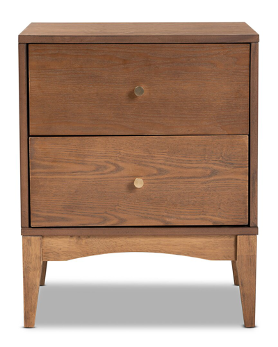 Design Studios Landis Mid-century Modern Ash Walnut Finished Wood 2-drawer Nightstand In Brown