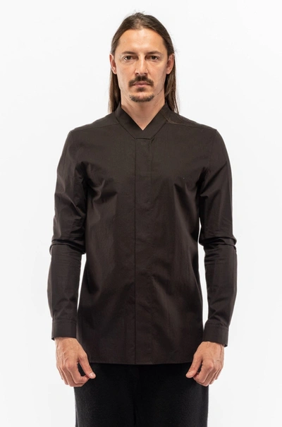 Rick Owens Snap Collar Faun Shirt In Black
