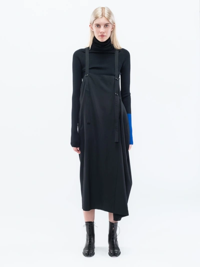 Y's Maxi Pinafore Dress In Black